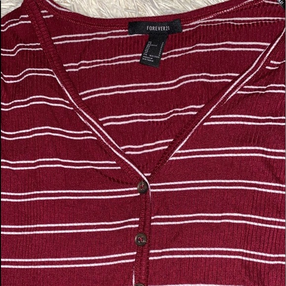 maroon and white striped crop top from Forever 21 - Picture 3 of 4
